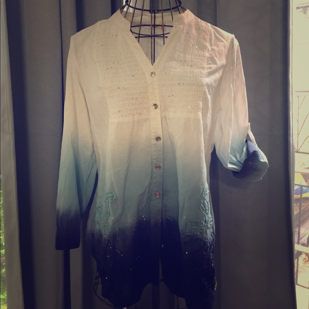 Tie-Dye Shirt with Rhinestone Embellishments